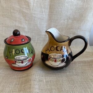 Mocha Ceramic Creamer and Sugar Set